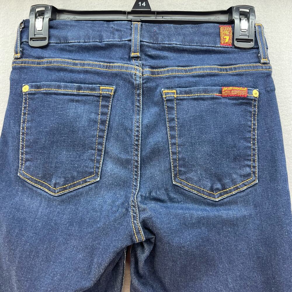 7 For All Mankind Jean Women's 25 (2) Dark Blue The High Waist Ankle Skinny - Picture 4 of 16